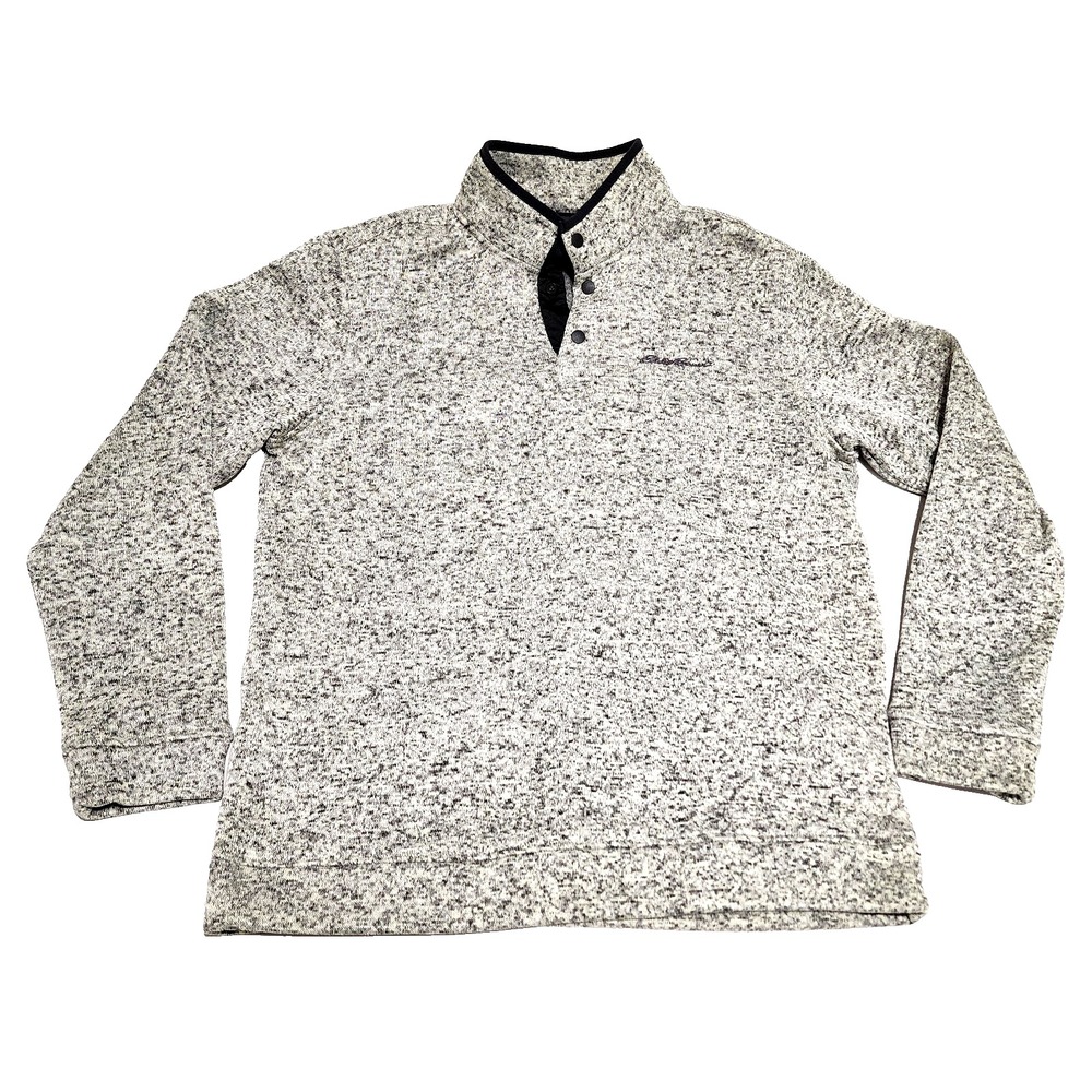 Eddie Bauer Sweater Mens Large Radiator Fleece Quarter Button Athletic Preppy